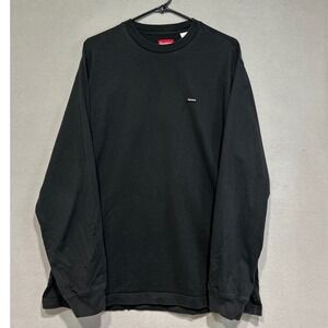 Supreme Mens Large Black Long Sleeve T Shirt Logo Cotton Tee Basic Casual